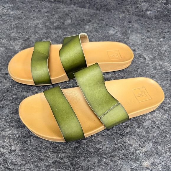 Zara Olive Green Women's Slide Sandals - Picture 2 of 4